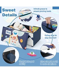 Kids Upholstered Storage Ottoman Bench Versatile Toy Chest Footrest Stool