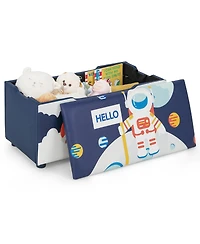 Kids Upholstered Storage Ottoman Bench Versatile Toy Chest Footrest Stool