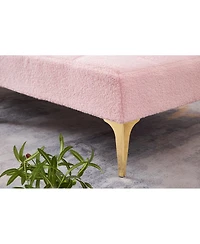 Simplie Fun 71" Convertible Sofa Bed Futon With Gold Metal Legs Teddy Fabric (Pink)
