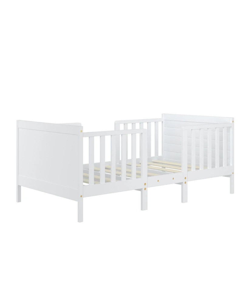 Slickblue 2-in-1 Convertible Kids Wooden Bedroom Furniture with Guardrails