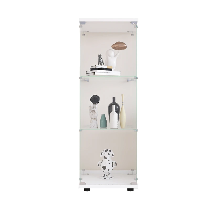 Streamdale Furniture White Glass Display Cabinet with 3 Shelves