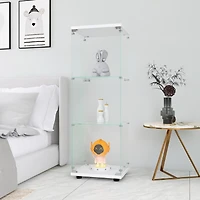 Streamdale Furniture White Glass Display Cabinet with 3 Shelves