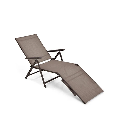 Slickblue Patio Foldable Chaise Lounge Chair with Backrest and Footrest