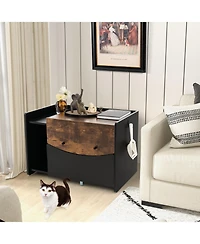 Slickblue Cat Litter Box Enclosure with Pull-out Drawer-Black