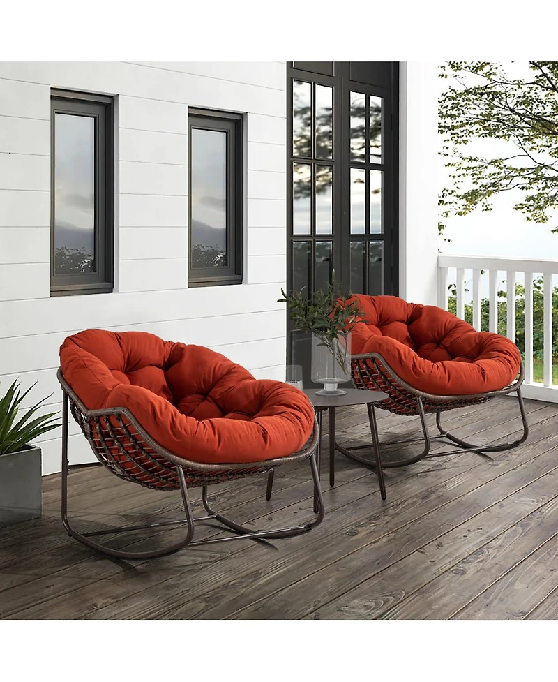 Streamdale Furniture Orange Rattan Rocking Chair with Cushion
