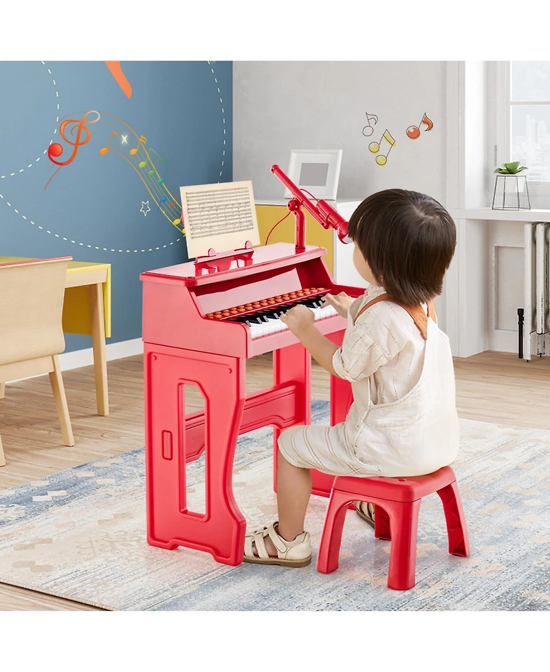 Slickblue 37 Keys Music Piano with Microphone Kids Piano Keyboard with Detachable Music Stand