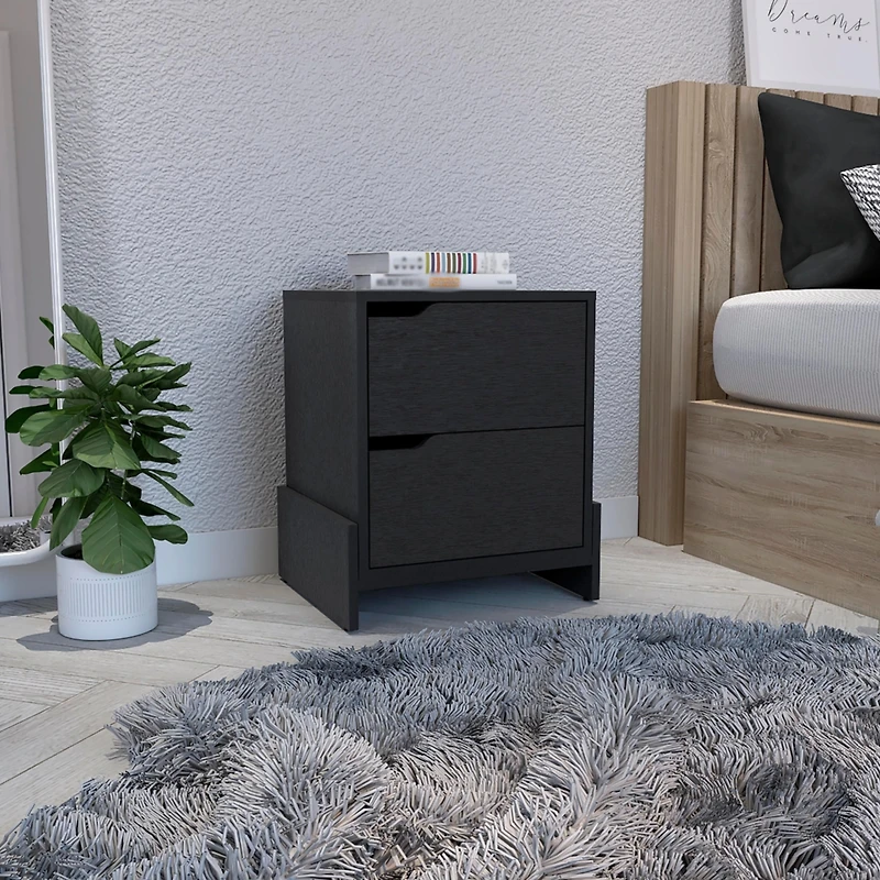 Streamdale Haines Nightstand With 2-Drawers, End Table Sturdy Base