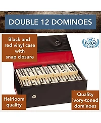 We Games Double Twelve Dominoes - Ivory Colored Tiles, Thick Size