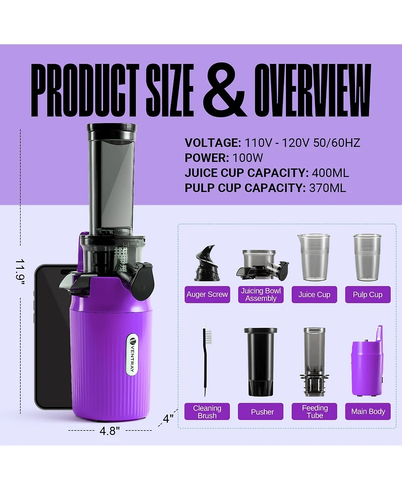 Essential Ginnie Juicer, Compact & Slow, Nutrient Dense