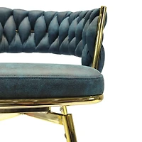 Simplie Fun Blue Upholstered Bar Stools Set Of 2 With Swivel