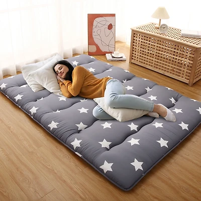 Caromio Futon Mattress Full Size, Star Print Floor Mattress Pad Portable Dorm Sleeping Pad, 54"x 80"