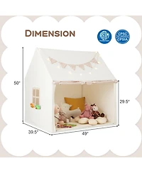 Costway Kids Play Tent Large Playhouse with Padded Mat 2 Breathable Windows Star Lights