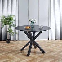 Streamdale Furniture Mid-Century Black Dining Table for 4-6 People