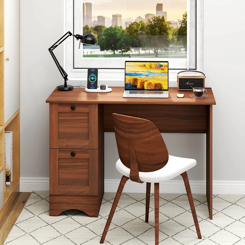 Vintage Computer Desk Home Office Study Table Spacious Workstation w/ 3 Drawers