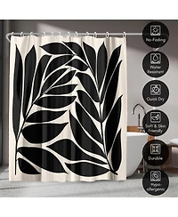 71x74 Floral Shower Curtain - Black Seagrass Shapes by Modern Tropical