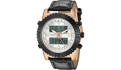 Timetech Men's Analog/Digital Multi-Function Weekend Sport Watch with Leather Band