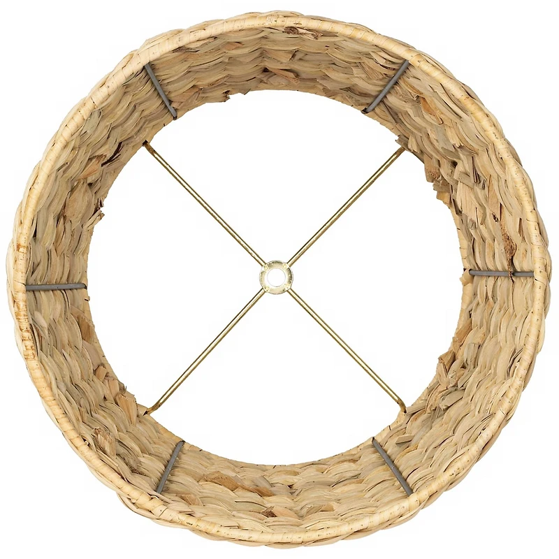 Springcrest Woven Seagrass Small Drum Lamp Shade 10" Top x 12" Bottom x 8.25" Slant x 8" High (Spider) Replacement with Harp and F