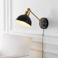 Jonathan Y Lisa Swing Arm Modern Midcentury Iron Usb Charging Port Led Sconce