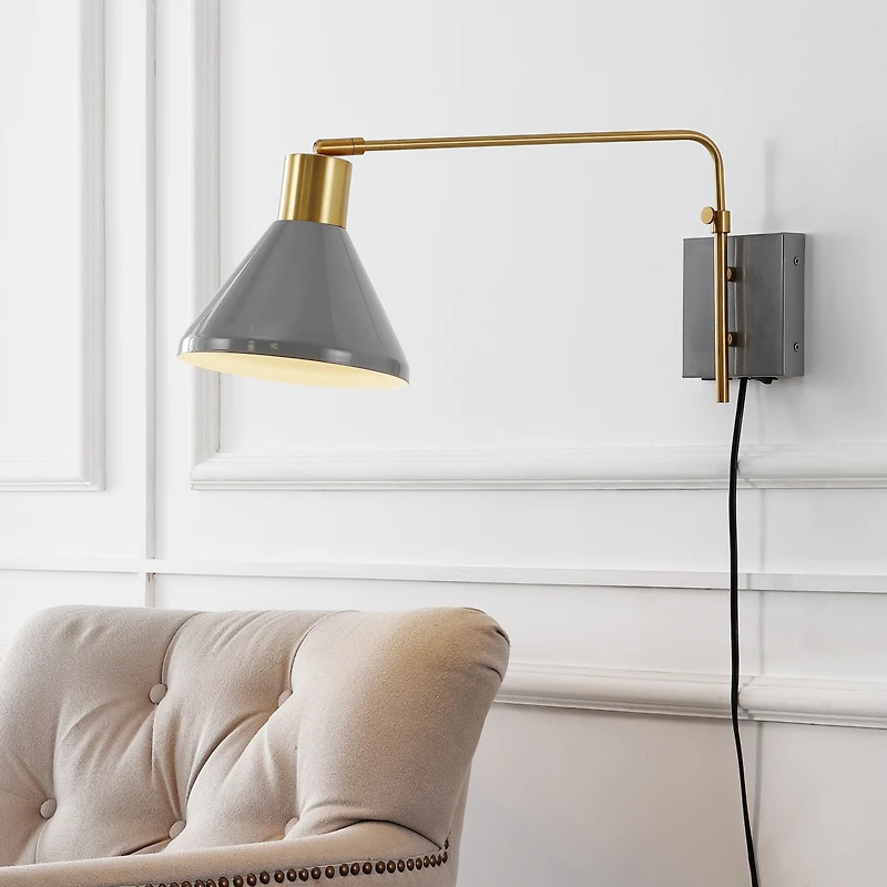 Jonathan Y Max Swing Arm Modern Midcentury Iron Usb Charging Port Led Sconce