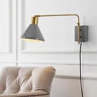 Jonathan Y Max Swing Arm Modern Midcentury Iron Usb Charging Port Led Sconce