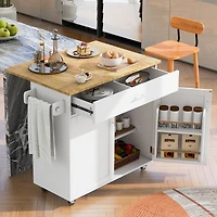 Streamdale Rolling Kitchen Island with Storage and Adjustable Shelf
