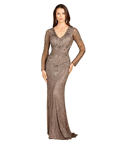 Lara Women's Long Sleeve Beaded Dress
