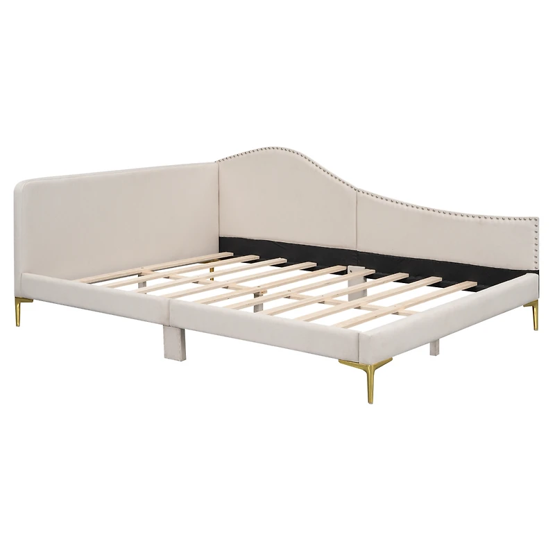 Streamdale Upholstered Full-Size Daybed with Armrest