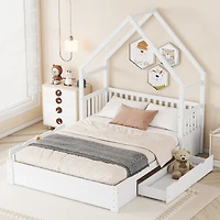 Streamdale Queen Platform Bed with Drawers and Guardrail