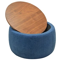 Streamdale Round Storage Ottoman, 2 In 1 Function, Work As End Table And Ottoman