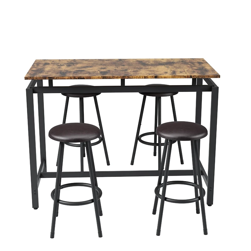 Streamdale Furniture 5-Piece Kitchen Counter Height Table Set, Bar Table With 4 Stools