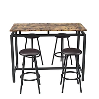 Streamdale Furniture 5-Piece Kitchen Counter Height Table Set, Bar Table With 4 Stools