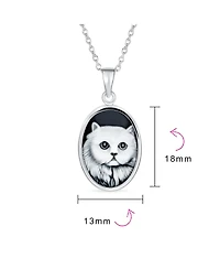 Bling Jewelry Antique Style Black Cz Sitting White Grey Kitten Kitty Cat Portrait Cameo Pendant Necklace Sterling Silver