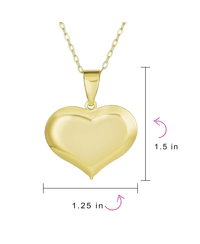Bling Jewelry Simple Plain Large Heart Shape Pendant Necklace Gold Plated