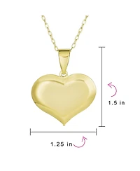 Bling Jewelry Simple Plain Large Heart Shape Pendant Necklace Gold Plated