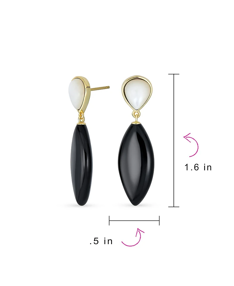 Bling Jewelry Geometric Rhombus Teardrop Stone Dangling Earrings Gold Plated