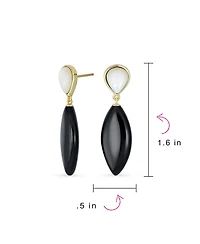 Bling Jewelry Geometric Rhombus Teardrop Stone Dangling Earrings Gold Plated