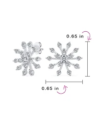 Bling Jewelry Mid-Size Lightweight Cubic Zirconia Flower Frozen Winter Holiday Party Cz Christmas Snowflake Stud Earrings Sterling Silver