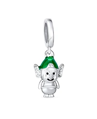 Bling Jewelry Christmas Tree Set of 3 Snowflake Santa Helper Fun Holiday Cartoon Dangling Enamel Green Elf Charm Bead For Sterling Silver For European