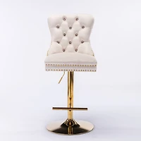 Simplie Fun Thick Golden Swivel Velvet Barstools Adjusatble Seat Height From 27-35 Inch