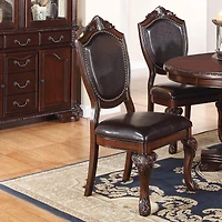 Streamdale Elegant Formal Side Chair Set (Brown Rubberwood)