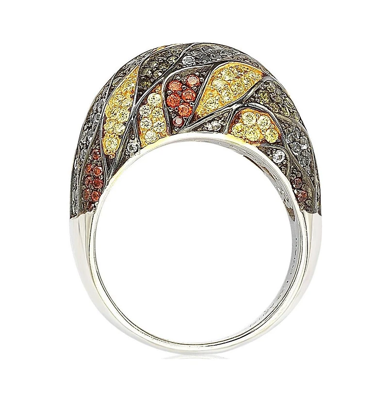 Suzy Levian Sterling Silver Cubic Zirconia Multi-Color Pave Dome Ring