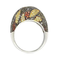 Suzy Levian Sterling Silver Cubic Zirconia Multi-Color Pave Dome Ring