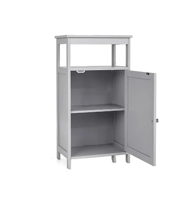 Slickblue Bathroom Wooden Floor Cabinet with Multifunction Storage Rack-Grey