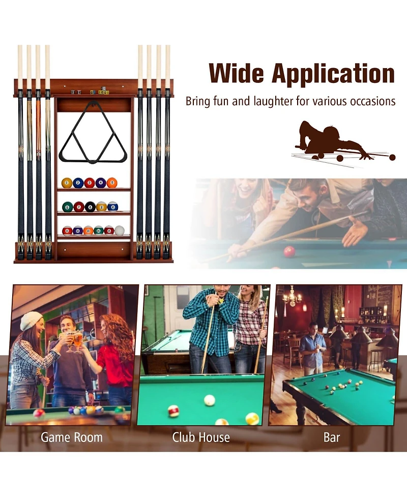 Sugift Wall-mounted Billiards Pool Cue Rack Only