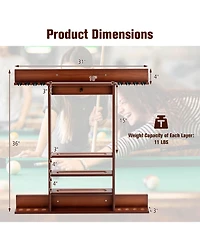 Sugift Wall-mounted Billiards Pool Cue Rack Only