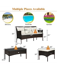 Sugift 3 Pieces Patio Furniture Conversation Sets with 5 Cozy Cushions