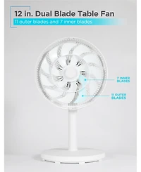 Black+Decker 12-Inch Dual Blade Table Fan with Remote, BFDTD12VW, Desk Fan for Home and Office, Tabletop Fan with 3 Speed Settings, 90-Degree Oscillat