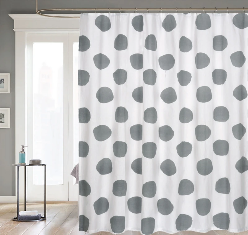 Kate Aurora Contemporary Art Oversized Polka Dots Fabric Shower Curtain