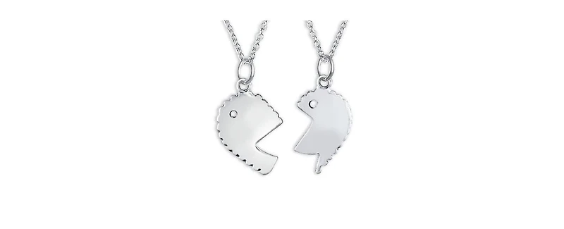 Bling Jewelry Best Friends Bff Split Heart Puzzle Mother Daughter Pendant Necklace Silver