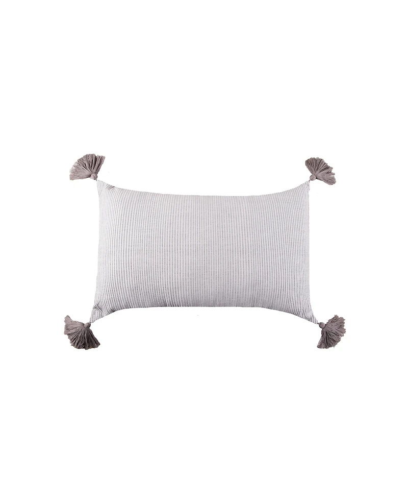 Bree Striped Sky Blue Cotton Decor Accent Pillow, 14" x 22"